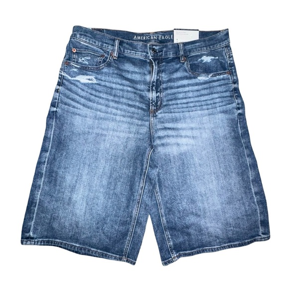 AE Dreamy Drape Baggy Bermuda Distressed Shorts Size 14/32W NWT - Picture 4 of 11